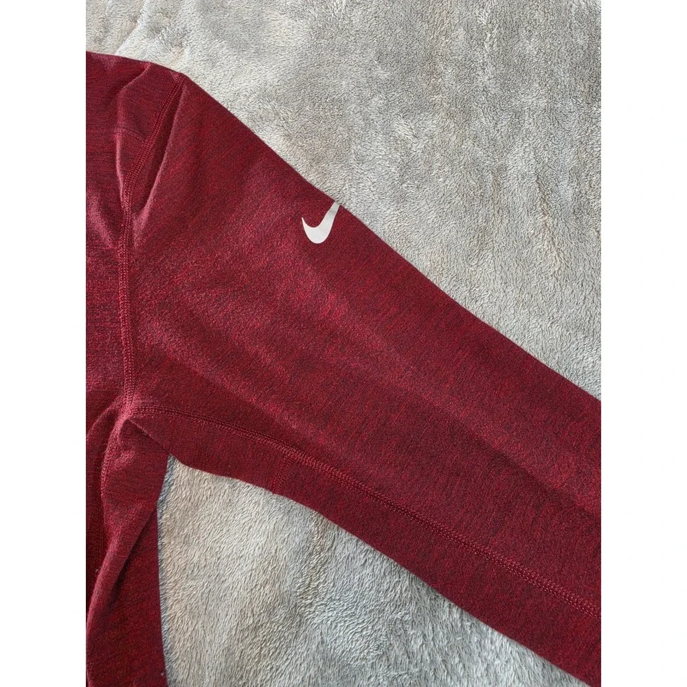 Nike Running Dri-FIT Long Sleeve Shirt Womens Small Red Heathered Thumbhole Top